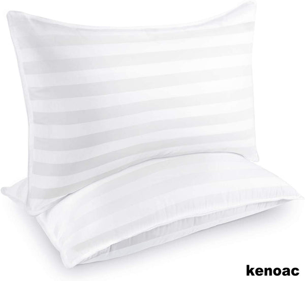 kenoac Hotel Collection Pillows for Sleeping (2-Pack)- Luxury Down Alternative Pillow 100% Breathable Cotton Cover Skin-Friendly (Queen Size)